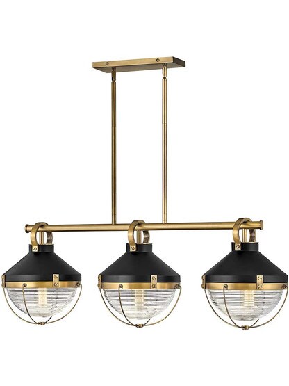 Crew 3-Light Island Light in Heritage Brass.